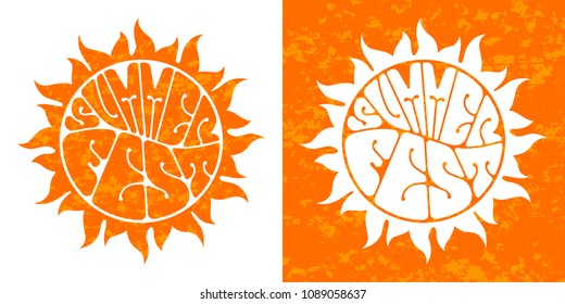 Summer festival logo set. Hand-sketched lettering. Retro style vector design.