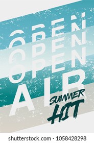 Summer festival open air typographical grunge poster. Retro vector illustration.