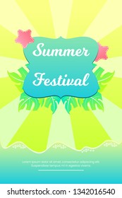 Summer Festival for party poster, banner, flyer, greeting card. Exotic Background.