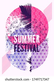 Summer Festival typographic grunge vintage poster design. Retro vector illustration.