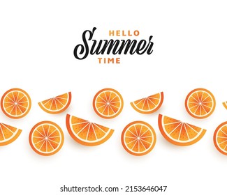 Summer Festive Background with 3D Realistic Oranges. Summer Time Background for Banner or Poster Design. Hello Summer Design