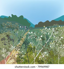 Summer field with grass card