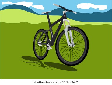 summer field landscape with realistic bicycle