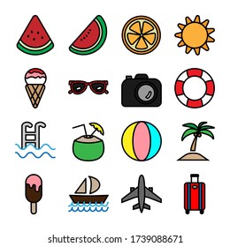 Summer Filled outline icons Set