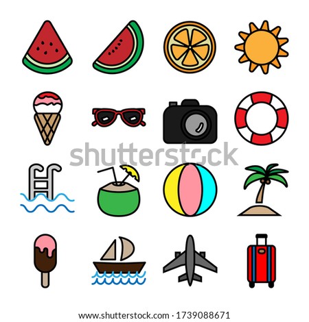 Summer Filled outline icons Set