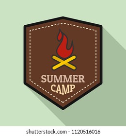 Summer fire camp logo. Flat illustration of summer fire camp vector logo for web design