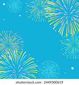 Summer fireworks background material (1:1)_vector illustration