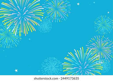 Summer fireworks background material (3:2)_vector illustration