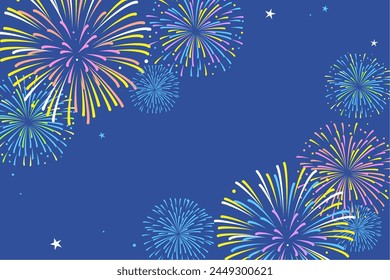 Summer fireworks background material (3:2)_vector illustration