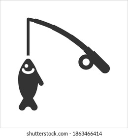 Summer fishing icon, vector graphics