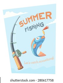 Summer fishing. Vector illustration.