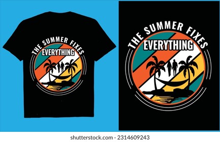 THE SUMMER FIXES EVERYTHING  Retro vintage Summer unny Beach Quotes Svg, Summer Quotes