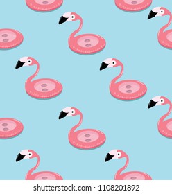 Summer flamingo float swimming pool ring pattern