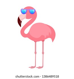 Summer flamingo with glasses vector illustration