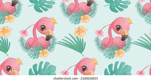 Summer Flamingo Nahtlose Muster für Tapeten
