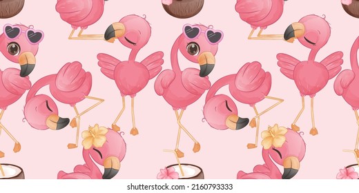 Summer Flamingo Seamless Pattern for Wallpaper