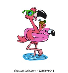 Summer Flamingo with sunglasses