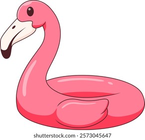 summer flamingo swim ring cartoon illustration