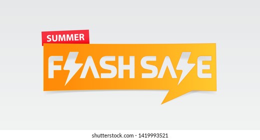 Summer flash sale banner template design. Special offer poster for summer season. Summer flash sale typography with thunder icon on white background. Vector Illustration.