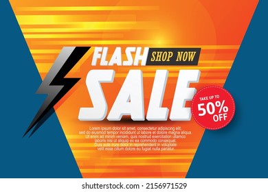 Summer flash sale banner template on hot color background.