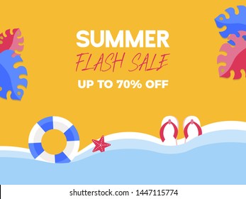 Summer Flash Sale, Summer elements on the beach vector