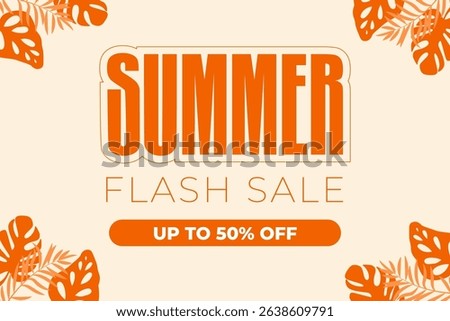 Summer flash sale vector banner template orange color, ideal for marketing campaigns, retail store promotions, limited time deals, e-commerce sales, and website advertising