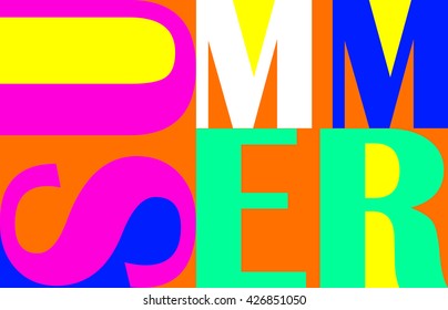 SUMMER. flat design pop art poster. Vintage lettered quote for t shirt tee fashion graphics, wall art prints, home interior decor poster card design typographic composition, vector illustration