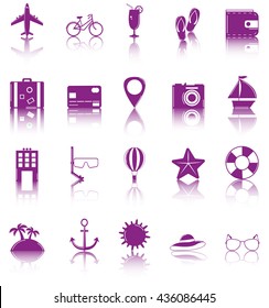 Summer flat icons set. Summer holidays. Vector illustration