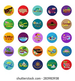 Summer Flat Icons Set: Vector Illustration, Graphic Design. Collection Of Colorful Icons. For Web, Websites, Print, Presentation Templates, Mobile Applications And Promotional Materials