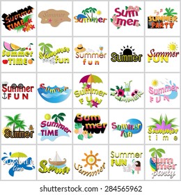 Summer Flat Icons Set: Vector Illustration, Graphic Design. Collection Of Colorful Icons. For Web, Websites, Print, Presentation Templates, Mobile Applications And Promotional Materials