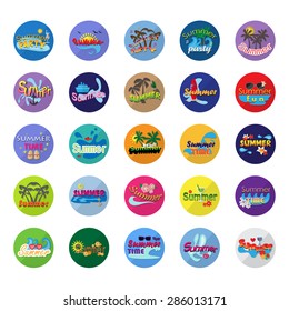 Summer Flat Icons Set: Vector Illustration, Graphic Design. Collection Of Colorful Icons. For Web, Websites, Print, Presentation Templates, Mobile Applications And Promotional Materials    