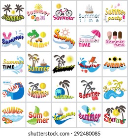 Summer Flat Icons Set: Vector Illustration, Graphic Design. Collection Of Colorful Icons. For Web, Websites, Print, Presentation Templates, Mobile Applications And Promotional Materials
