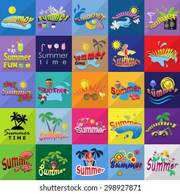 Summer Flat Icons Set: Vector Illustration, Graphic Design. Collection Of Colorful Icons. For Web, Websites, Print, Presentation Templates, Mobile Applications And Promotional Materials 
