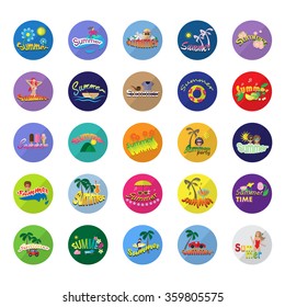 Summer Flat Icons Set: Vector Illustration, Graphic Design. Collection Of Colorful Icons. For Web, Websites, Print, Presentation Templates, Mobile Applications And Promotional Materials