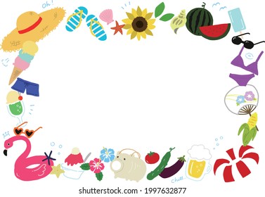 summer  flat illustration vector frame