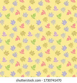 Summer Flat Repeat pattern with beautiful flower and leaves. Vector illustration support CMYK.