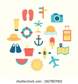 Samstags-Bilderkollektion, Urlaub und tropisches Thema Vektorgrafik