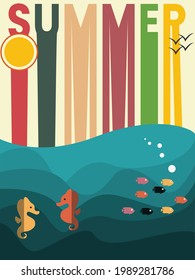 SUMMER FLAT VECTOR DESIGN TEMPLATE. CREATIVE SUMMER POSTER
