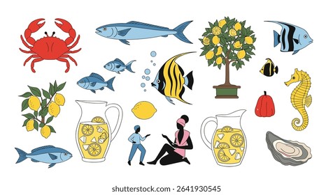 Summer Flavors Delicious Seafood Lemonade Enjoying Season And Sunny Days