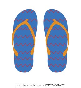 Summer flip flop vector icon, beach slipper, pool shoe, sea sandal bright pattern, cartoon rubber footwear isolated on white background. Cute illustration vector