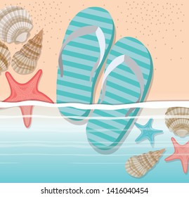 summer flip flops in the beach design