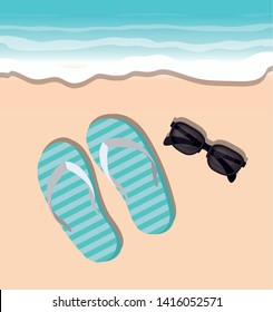summer flip flops in the beach design