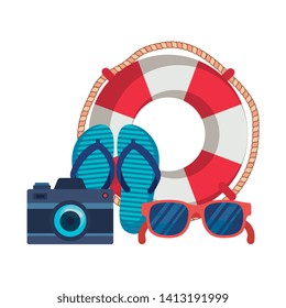 summer flip flops with camera and float