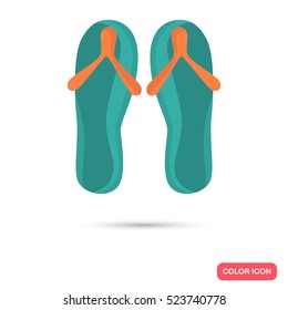Summer flip flops color icon. Flat design for web and mobile