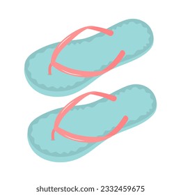 Summer flip flops. Colorful beach rubber shoes. Cartoon flat illustration isolated on white background.