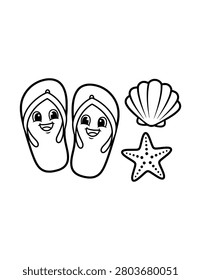 Summer Flip Flops Coloring