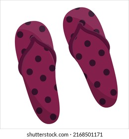 Sommer Flip Flops für Mädchen in flachem Stil. Offene Schuhe. Sandstrandbekleidung. Hausschuhe-Symbol. Einzeln Flip-Flop auf weiß. Sommerelement für Design-Poster, Banner, Website. Vektorgrafik