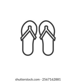 Summer Flip Flops line icon. linear style sign for mobile concept and web design. A pair of flip-flops outline vector icon. Symbol, logo illustration. Vector graphics