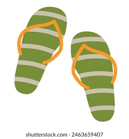 Summer flip flops for man or girl in flat style isolated on white background. Vector simple illustration. Slippers icon. Open shoes. Element for print, banner, card, brochure, logo