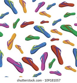 Summer flip flops seamless pattern vector illustration on white